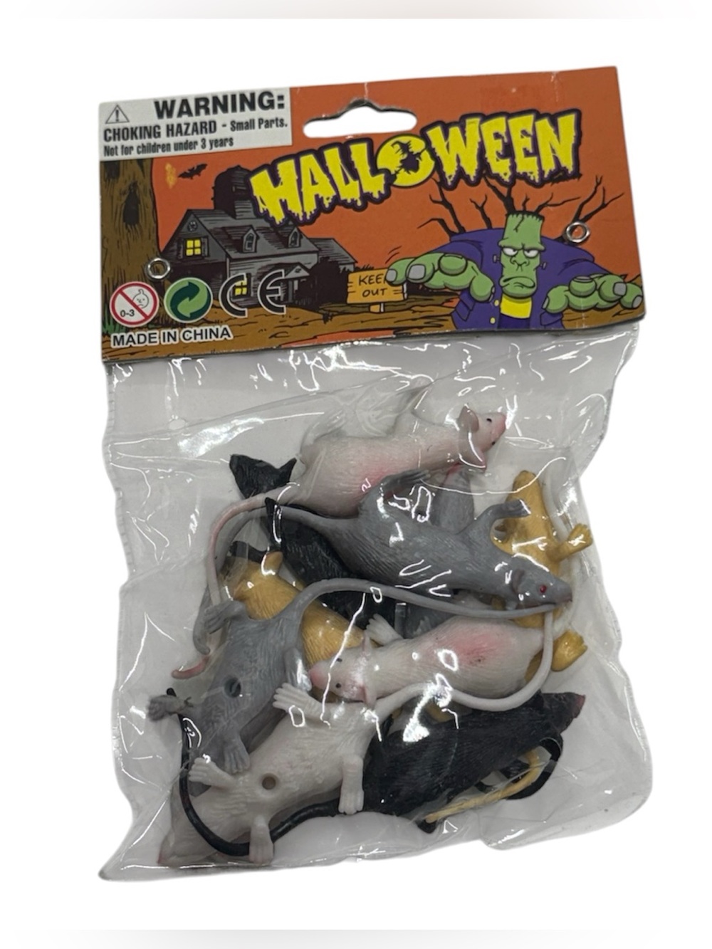 Pack of 10 plastic mice decoration brand new in packaging never opened or used!